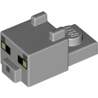 Animal Body Part, Cat Head 1 x 2 with Cube with Ears, Nose and Pixelated Face with Tan Eyes and Dark Bluish Grey Nose Print (Cat) / Light Bluish Gray