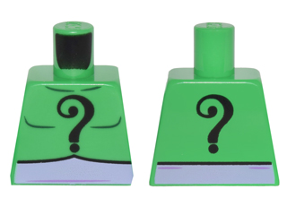Lego Torso Batman Black Question Mark on Chest and Back and Lavender Belt Pattern