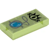 Tile 1 x 2 with Black Evil Eye and Silver Necklace Print / Trans-Bright Green