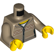 Lego Torso Sweater with Zipper, White Shirt Print, Dark Tan Arms, Yellow Hands / Dark Tan