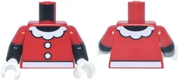 Torso White Belt, Buttons and Scalloped Collar with 5 Sections, Black Neck Pattern / Black Arms with Molded Red Short Sleeves / White Hands / Red