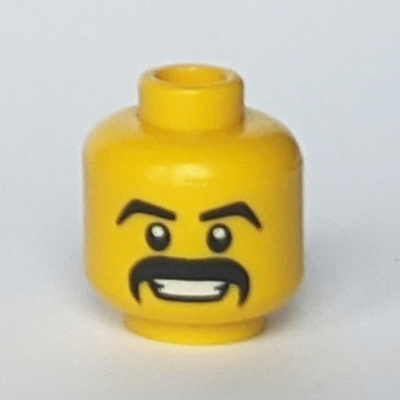 Lego Minifig Head Mariachi, Thick Eyebrows and Moustache, Smile with Teeth Print