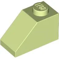 Brick Sloped 45° 2 x 1 with Bottom Pin / Yellowish Green