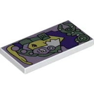 Tile 2 x 4 with Abstract Art (Galidor) Print / White
