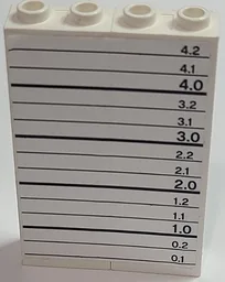 Stickered Assembly 4 x 1 x 5 with Black Lines and '0.1 - 4.2' Height Measurement Chart Pattern (Sticker) - Set 7237