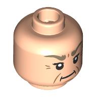 Lego Minifig Head Magdalene Dursley, Dark Tan Eyebrows, Crows Feet, Smirk / Light Nougat