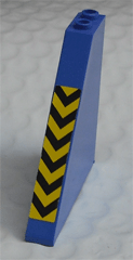Lego Slope 55 6 x 1 x 5 without Bottom Stud Holders with Yellow and Black Danger Stripes Pattern (Sticker) - Set 6575