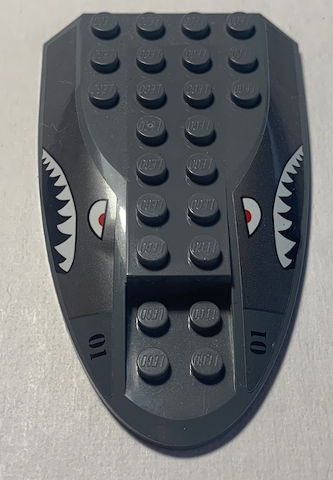 Lego Aircraft Fuselage Aft Section Curved Top 6 x 10 with Shark Face and '01' Pattern on Both Sides (Stickers) - Set 70613