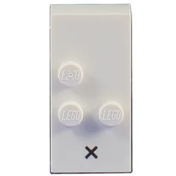 Braille Brick 2 x 4 with 3 Studs ⠦ and 'x' (Multiply) Print / White
