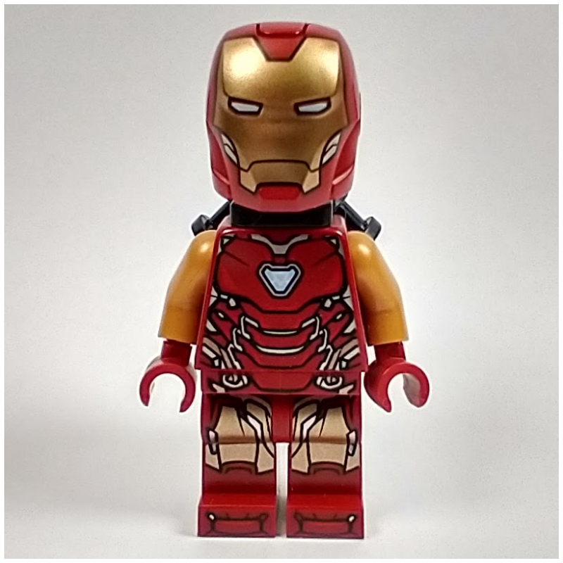 Lego Iron Man Mark 85 Armor, Pearl Gold Arms, Trans-Light Blue Head