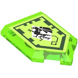 Tile Special 2 x 3 Pentagonal with Nexo Power Shield Print - Mechanical Griffin / Trans-Bright Green