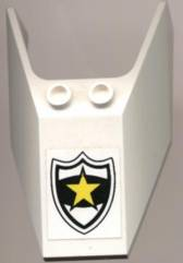 Lego Windscreen 6 x 4 x 1 1/3 with Bottom Tabs and Hollow Studs with Police Yellow Star Badge Pattern (Sticker) - Set 6545