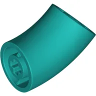 Brick Round 2 x 2 D. Tube with 45° Elbow and Axle Holes (Crossholes) at Each End [SHORT] / Dark Turquoise