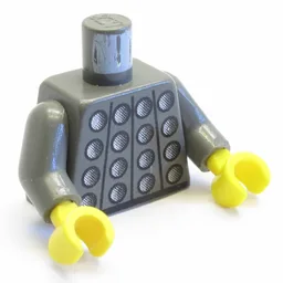 Torso Studded Armor Print, Dark Gray Arms, Yellow Hands
