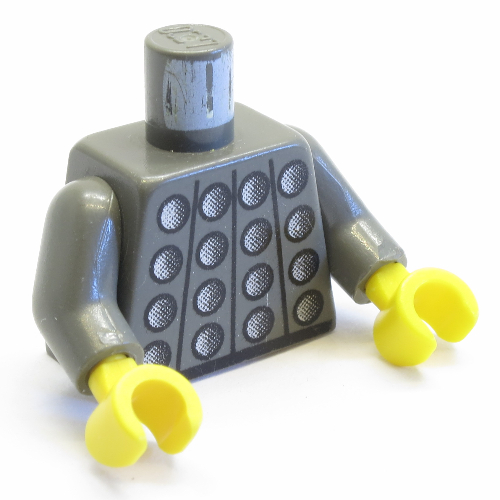 Lego Torso Studded Armor Print, Dark Gray Arms, Yellow Hands / Dark Gray