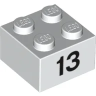 Brick 2 x 2 with Black "13" Print