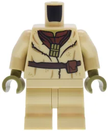 Body SMART Minifigure, Torso with Tan Hips and Medium Legs with SW Yoda Tunic and Belt Pattern / Tan Arms / Olive Green Hands