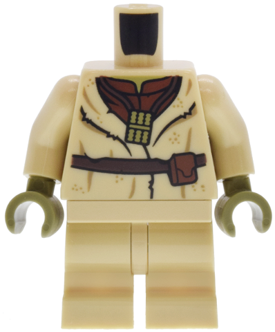 Lego Body SMART Minifigure, Torso with Tan Hips and Medium Legs with SW Yoda Tunic and Belt Pattern / Tan Arms / Olive Green Hands