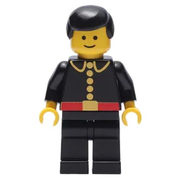 Fireman, Classic, Black Fire Jacket with Red Belt and Buttons, Black Hair