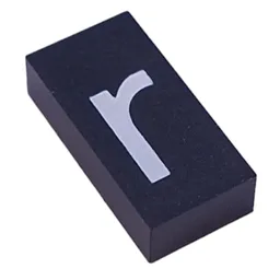 Modulex Tile 2 x 4 with White 'r' Print, without Internal Supports / Modulex Tile Blue