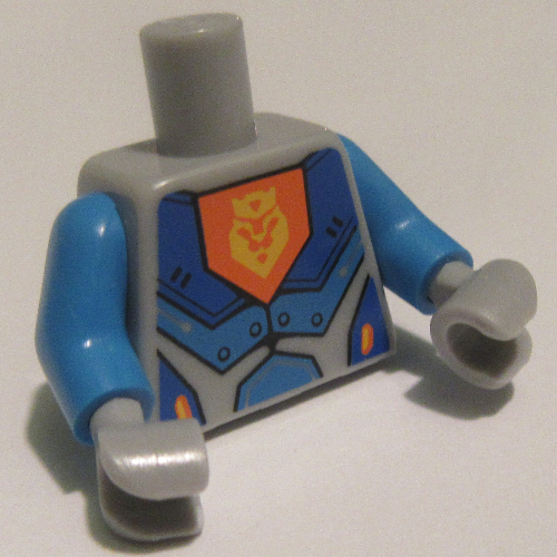 Lego Torso Armour, Orange Emblem with Lion Print, Dark Azure Arms, Light Bluish Gray Hands / Light Bluish Gray