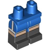 Lego Hips with Blue Legs and Black Boots Pattern with Light Nougat Legs, White Line Print