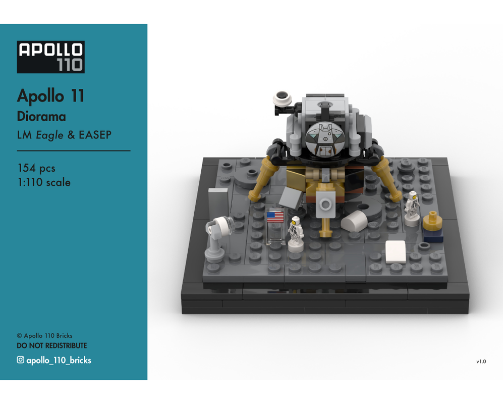 Lego Apollo 11 Diorama – LM 'Eagle' & EASEP [1:110 scale]