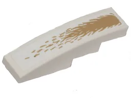 Slope, Curved 4 x 1 with Tan Fur Pattern (Sticker) - Set 76208 / White