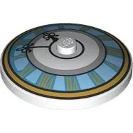 Dish 4 x 4 Inverted [Radar] with Clock, Medium Azure Face, Gold Borders, Number, Black Arms Print