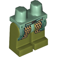 Lego Hips and Olive Green Legs with Sand Green Robe and Gold Chain Mail Print / Sand Green
