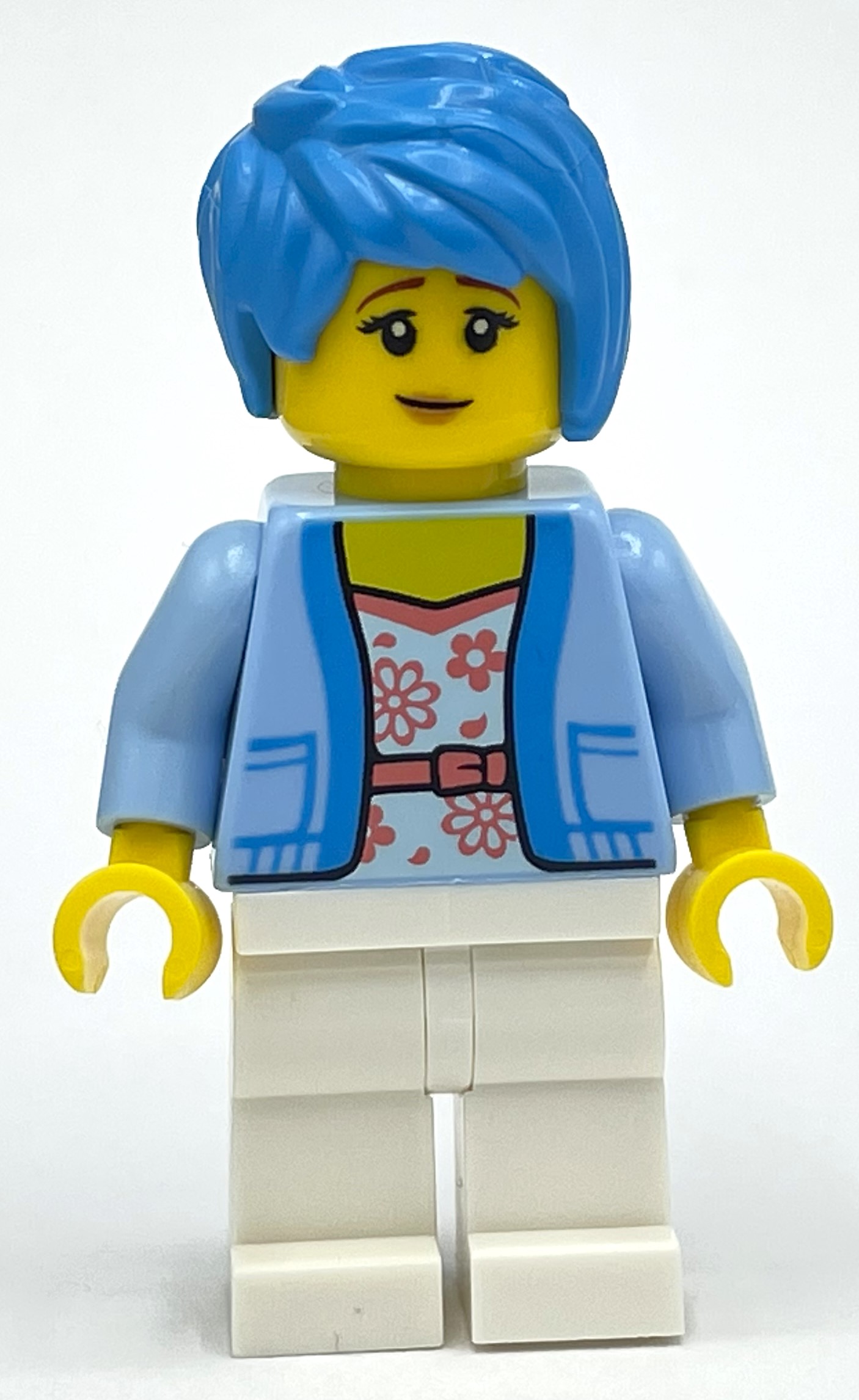 Lego Bright Light Blue Torso, White Legs, Dark Azure Hair