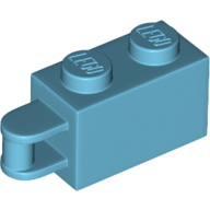 Lego Brick Special 1 x 2 with Vertical Closed Handle on Edge / Medium Azure
