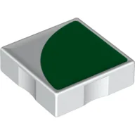 Duplo Tile 2 x 2 with Shape Green 1/4 Circle Print / White
