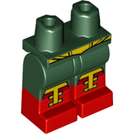 Lego Hips with Dark Green Legs and Red Boots Pattern with Yellow Laces, Yellow Belt (El Dorado) / Dark Green