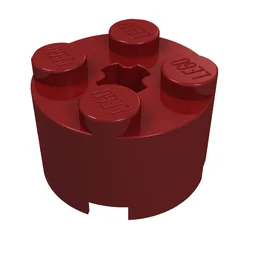 Brick Round 2 x 2 with Axle Hole / Dark Red