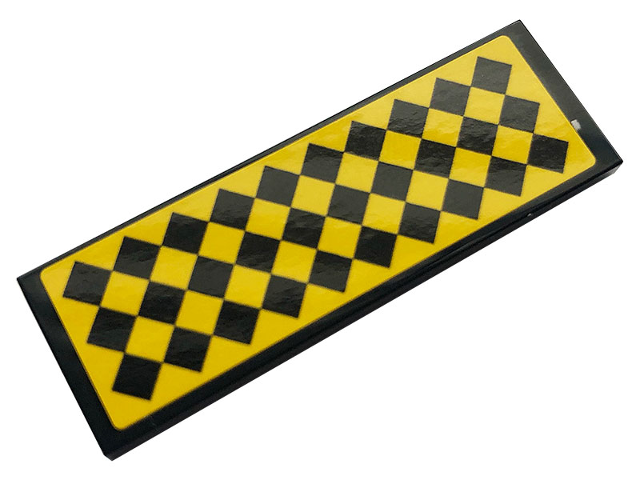Lego Tile 2 x 6 with Black and Yellow Checkered Pattern (Sticker) - Set 21324