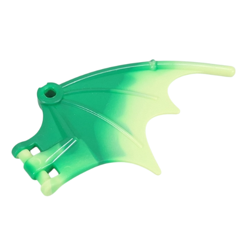 Lego Creature Body Part, Dragon / Thestral Wing with Bar Connection and Marbled Yellowish Green Pattern