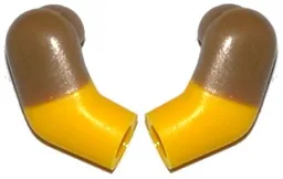 Arm, (Matching Left and Right) Pair with Molded Dark Tan Short Sleeves Pattern / Yellow
