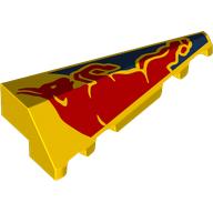 Lego Brick Wedged, Sloped 2 x 5 Right with Red Bull, Dark Blue Background print