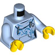 Lego Torso Hoodie, White Laces, Front Pocket, Scrolls Print, Bright Light Blue Arms, Yellow Hands / Bright Light Blue
