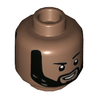 Lego Minifig Head Master Karl Mordo, Beard, Smile with Raised Left Eyebrow / Serious with Closed Mouth Print / Medium Brown