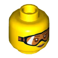 Minifig Head, Orange Goggles and Buff Lips Print [Hollow Stud] / Yellow