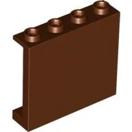Panel 1 x 4 x 3 [Side Supports / Hollow Studs] / Reddish Brown