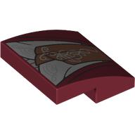 Lego Brick Curved 2 x 2 x 2/3 with Light Bluish Grey/Dark Orange Under Dress print / Dark Red