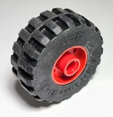 Wheel 18mm D. x 14mm with Pin Hole, Fake Bolts and Shallow Spokes with Black Tire 37 x 14 (55981 / 35578) / Red