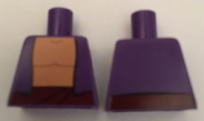 Lego Torso Vest over Nougat Bare Chest with Dark Red Belt Front and Back Pattern