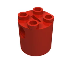 Brick Round 2 x 2 x 2 Robot Body, Axle Holder '+' Orientation / Red
