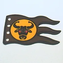 Flag 8 x 5 Wave with Black Border and Black Bull's Head Print / Brown