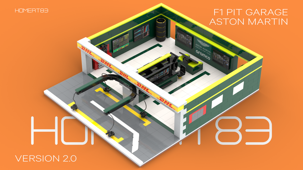 Lego F1 Aston Martin Dark Green Formula One Pit Garage 2025v2