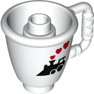 Lego Duplo Cone / Ice Cup with Black Train and Red Heart Steam Clouds Print